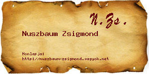Nuszbaum Zsigmond névjegykártya